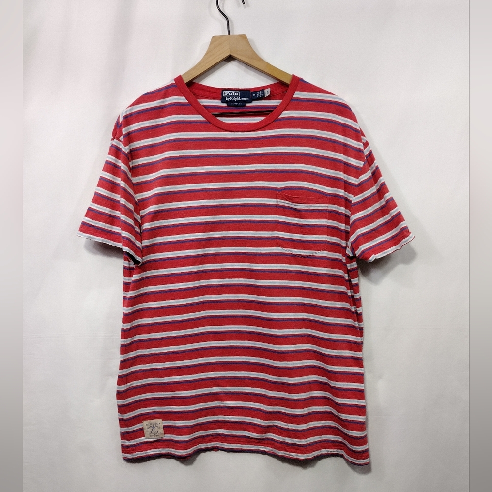 Polo Ralph Lauren Stripped Shirt Mens M Red White Casual Comfy Retro Y2K